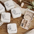 Personalized Travel Jewelry Box With Birth Flower Engraved