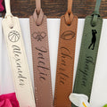 Personalized Leather Bookmark, Laser Engraved Sports Design, Custom Name