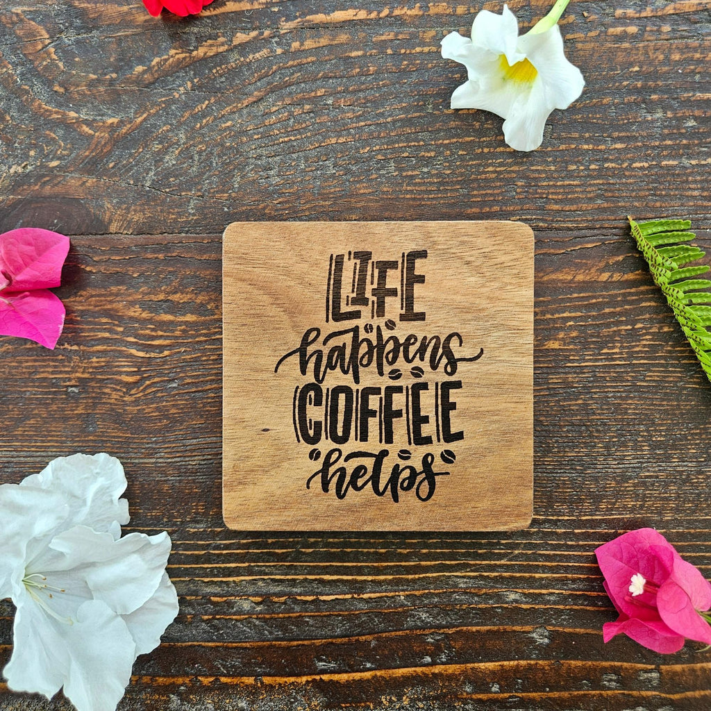 Custom Engraved Wood Bar Coasters Perfect Wedding Favor Gift