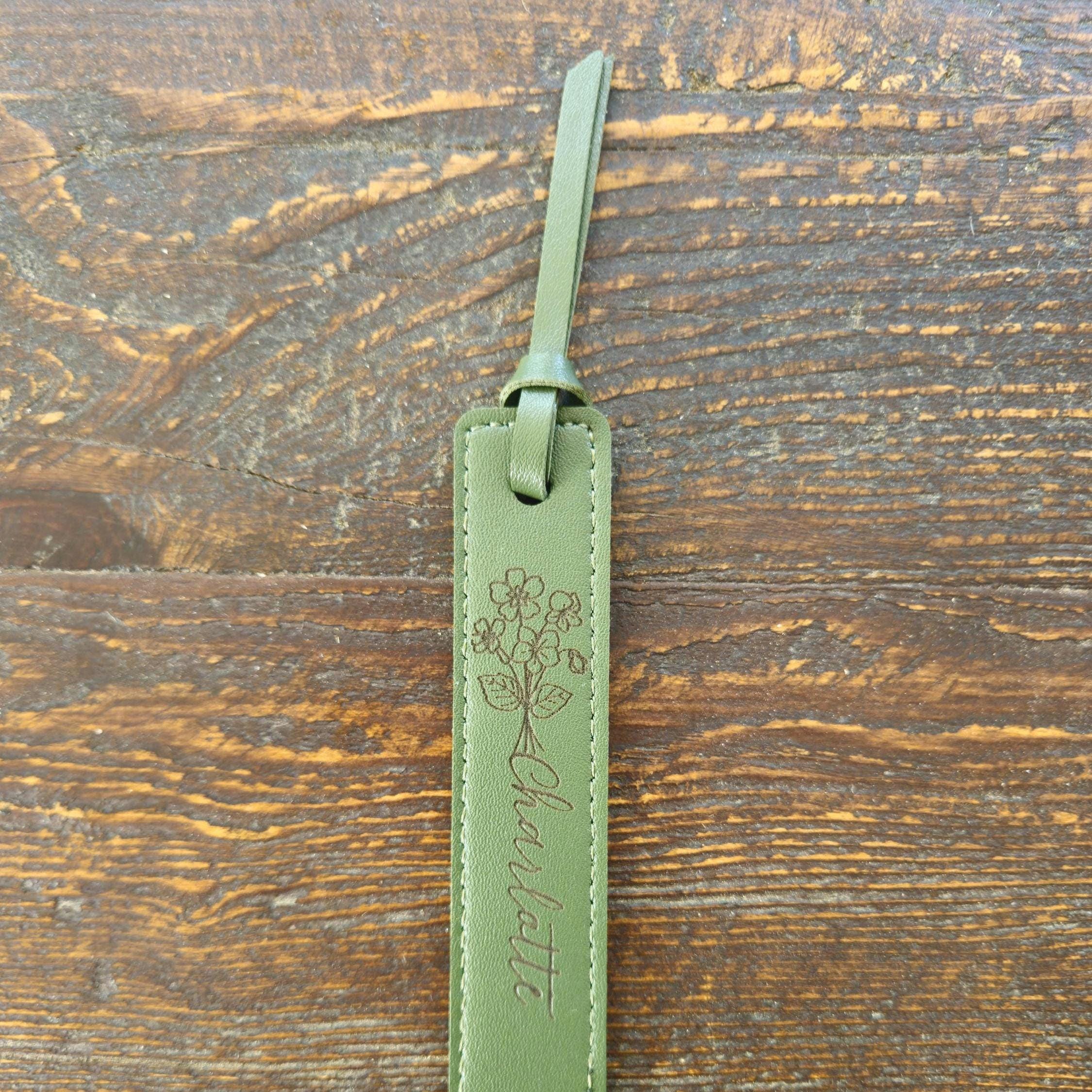 Personalized Leather Bookmark – Laser Engraved Birth Month Flower