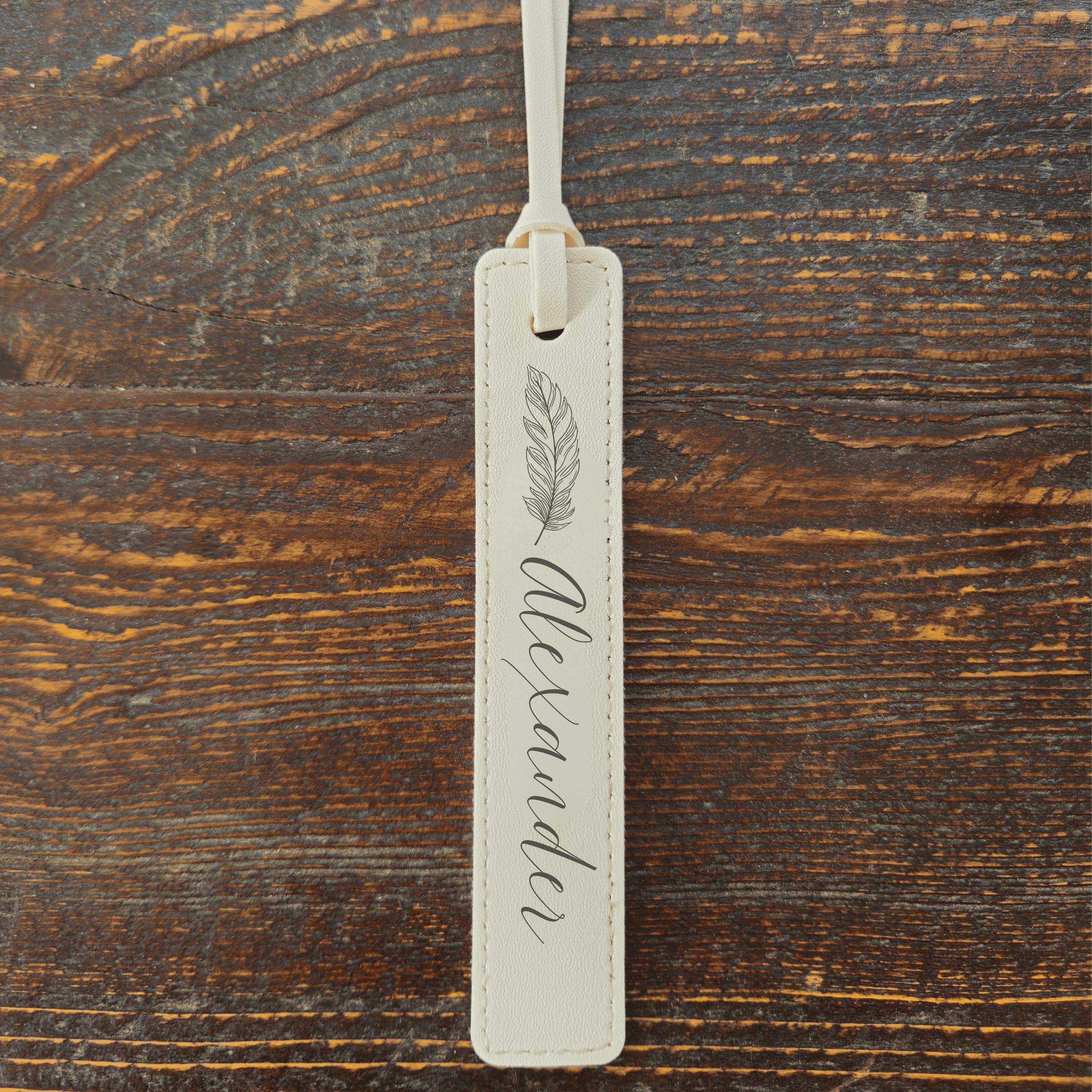 Personalized Leather Bookmark, Laser Engraved Sports Design, Custom Name
