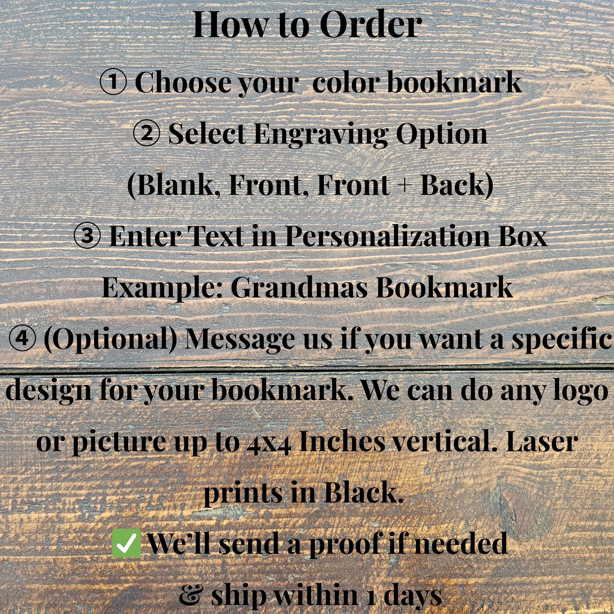 Custom Leather Bookmark with Custom design & Name