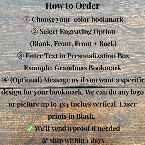 Custom Leather Bookmark with Custom design & Name