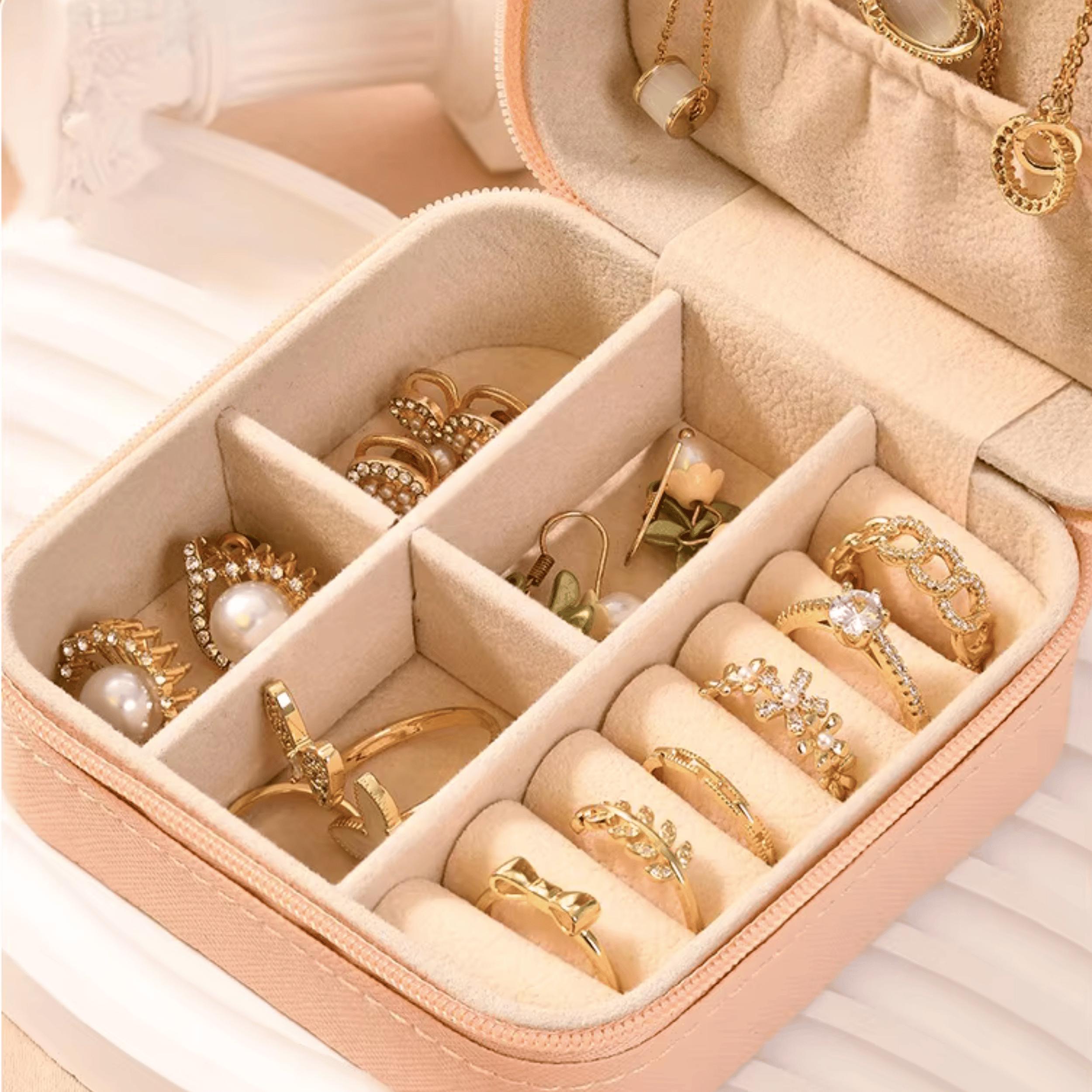 Personalized Travel Jewelry Box With Birth Flower Engraved