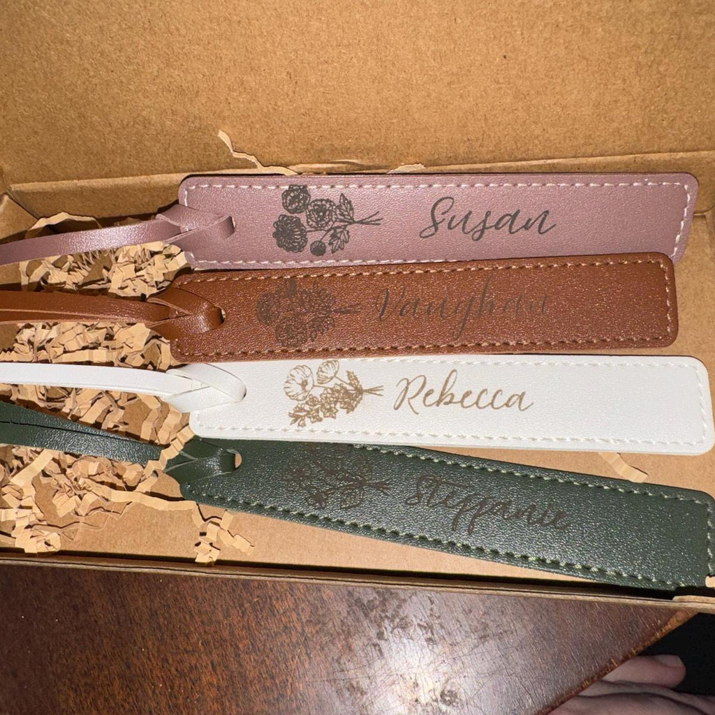 Personalized Leather Bookmark – Laser Engraved Birth Month Flower