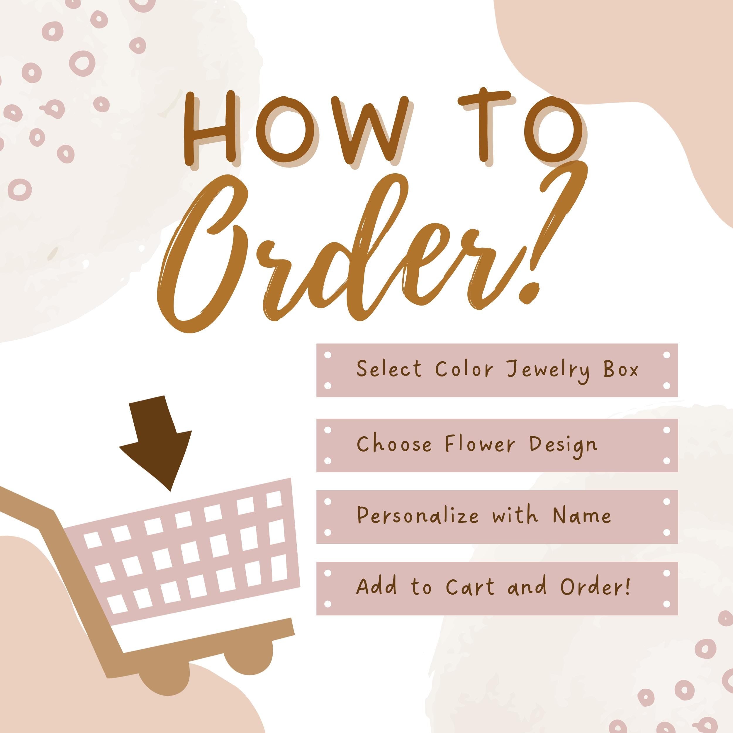 Personalized Travel Jewelry Box With Birth Flower Engraved