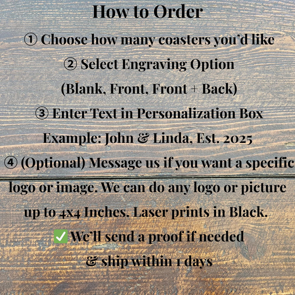 Custom Engraved Wood Slice Coasters, Rustic Wedding Favors, Home Decor, Natural Bark Circle