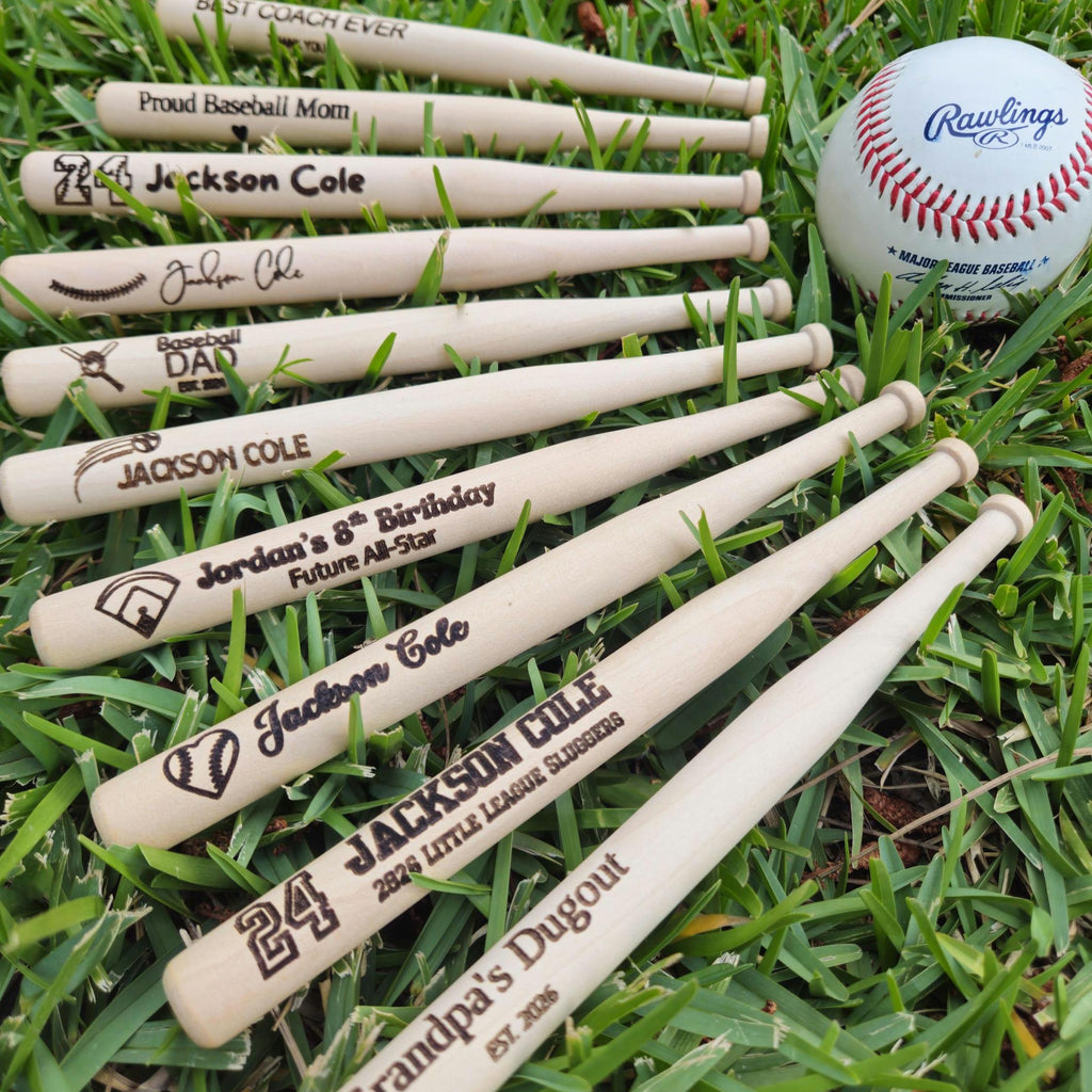 Miniature Engraved Baseball Bat Keepsake – Personalized Wood Bat Gifts for Mother's Day, Birthdays, Weddings, Groomsmen, Little League Teams
