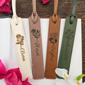 Personalized Leather Bookmark – Laser Engraved Birth Month Flower