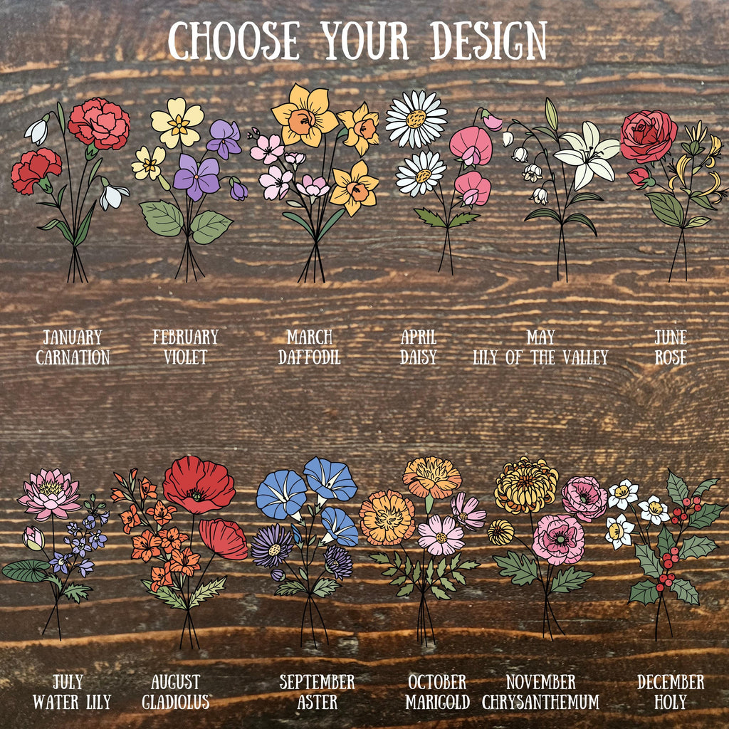 Personalized Leather Bookmark – Laser Engraved Birth Month Flower