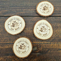 Personalized Wood Slice Coasters – Engraved Rustic Wedding Favors
