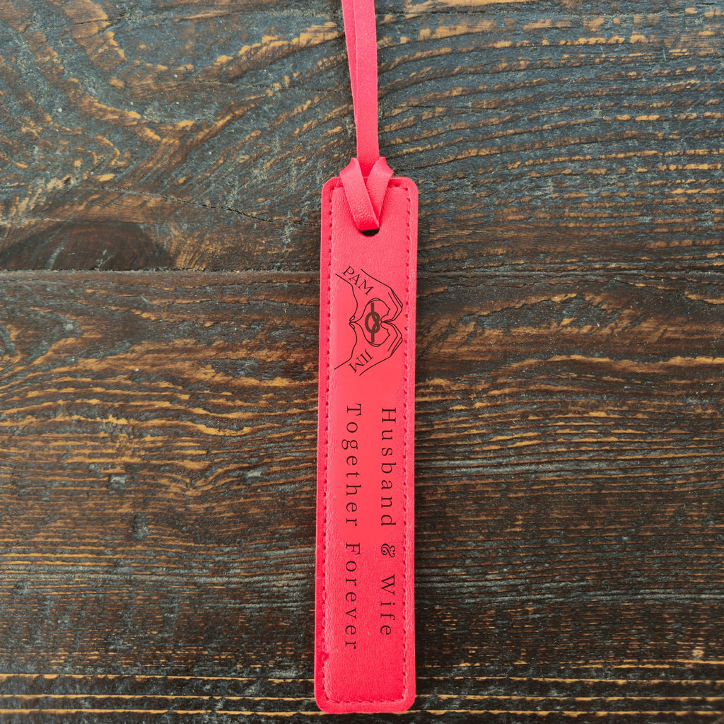 Personalized Leather Bookmark – Heart Hands Design, Valentine's Day Gift