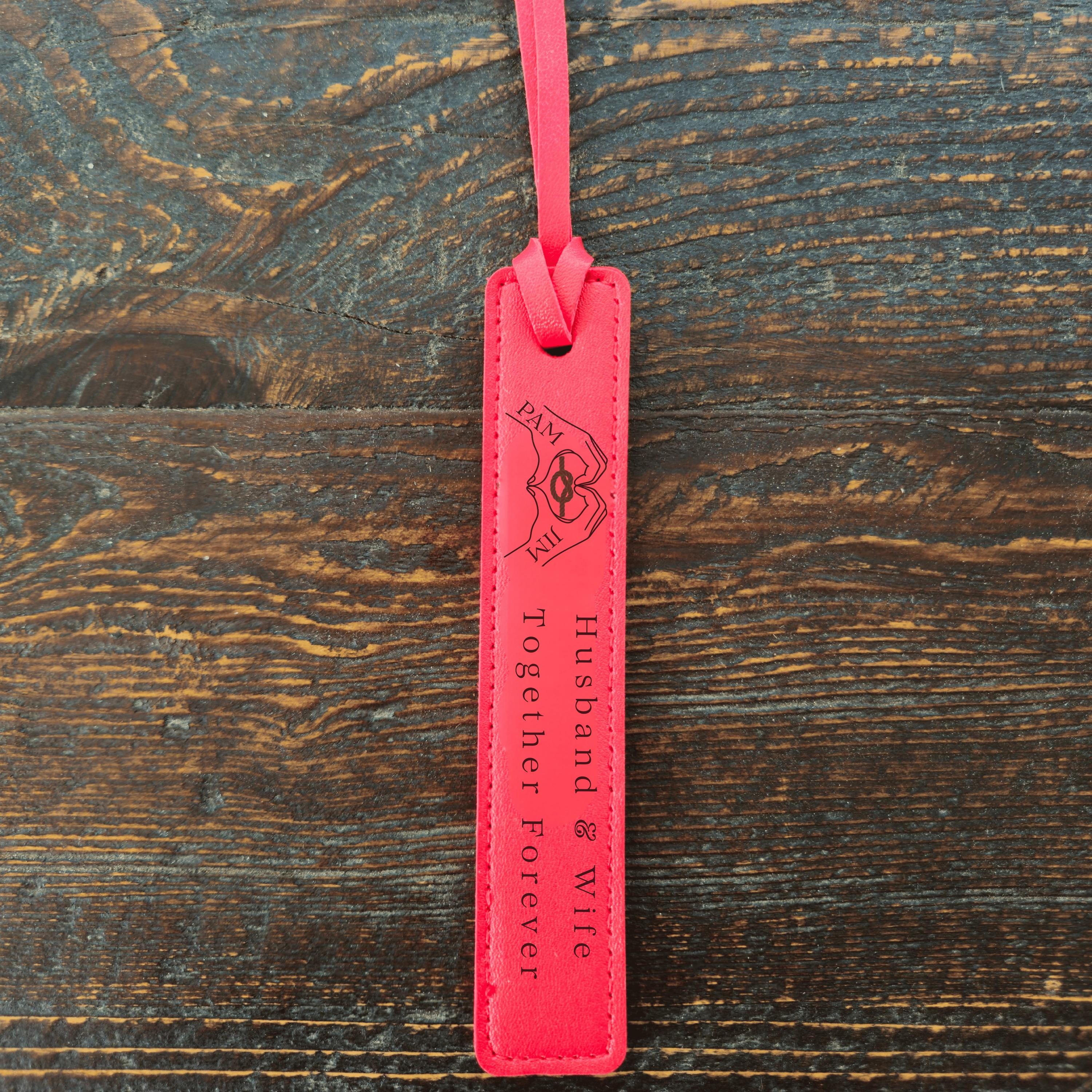 Personalized Leather Bookmark – Heart Hands Design, Valentine's Day Gift
