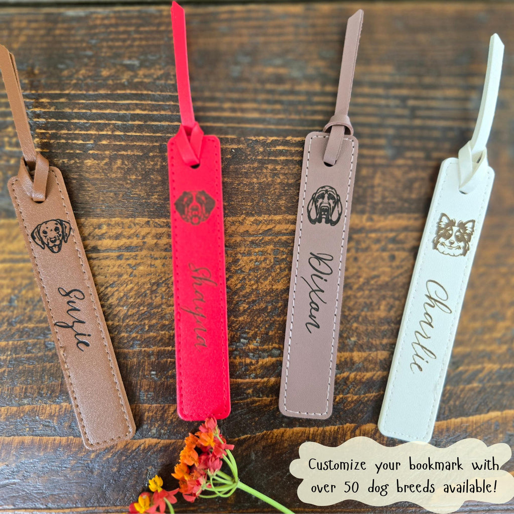 Custom Leather Dog Bookmark – Personalized Engraved Pet Gift