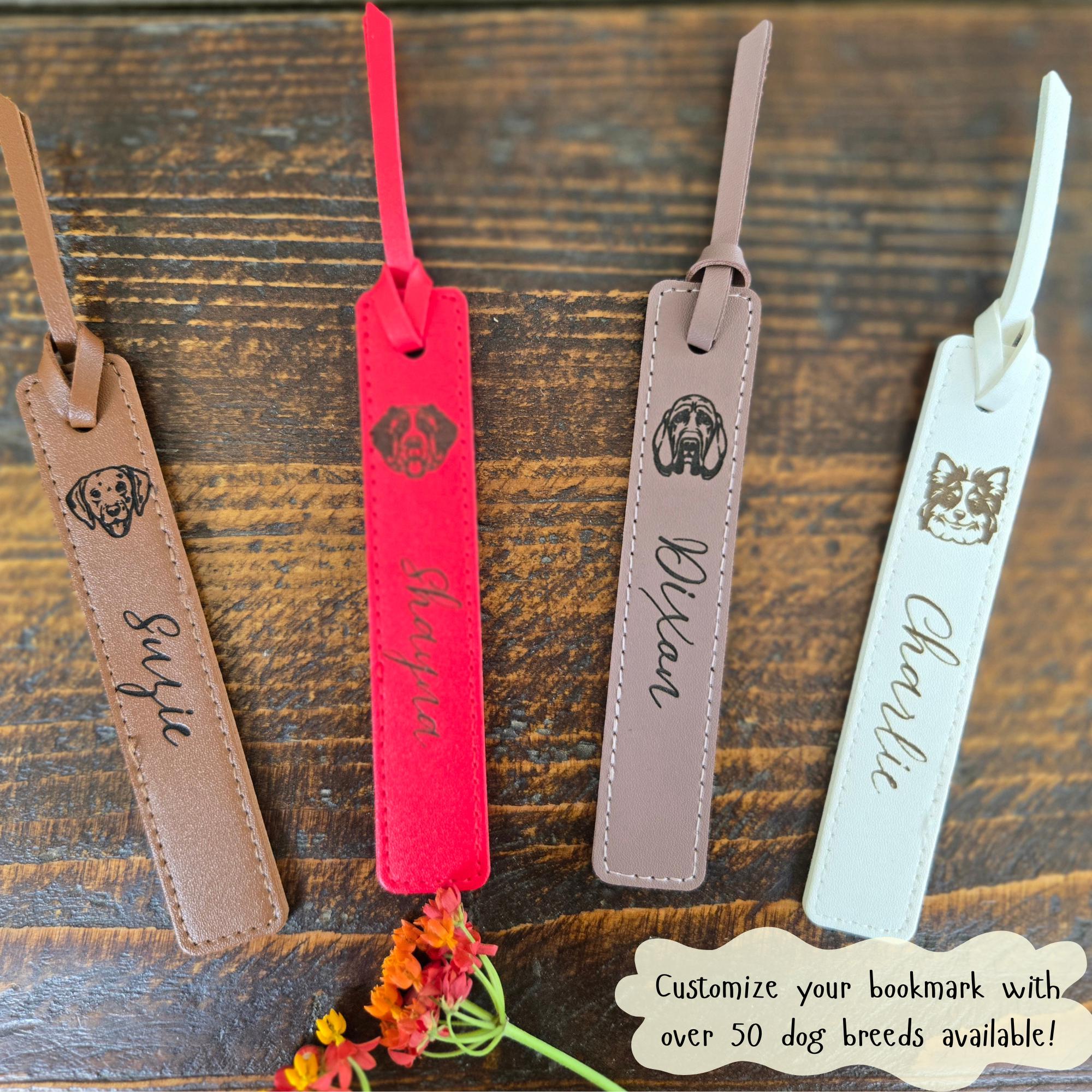 Custom Leather Dog Bookmark – Personalized Engraved Pet Gift