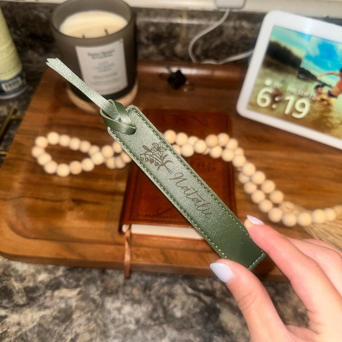 Custom Leather Bookmark with Custom design & Name