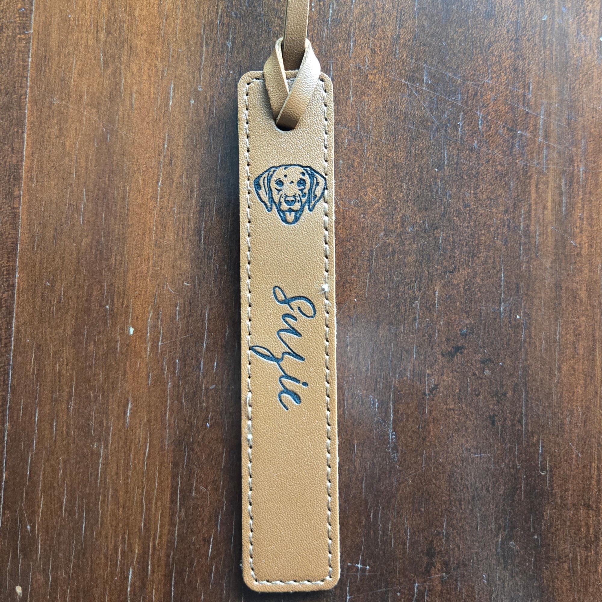 Custom Leather Dog Bookmark – Personalized Engraved Pet Gift