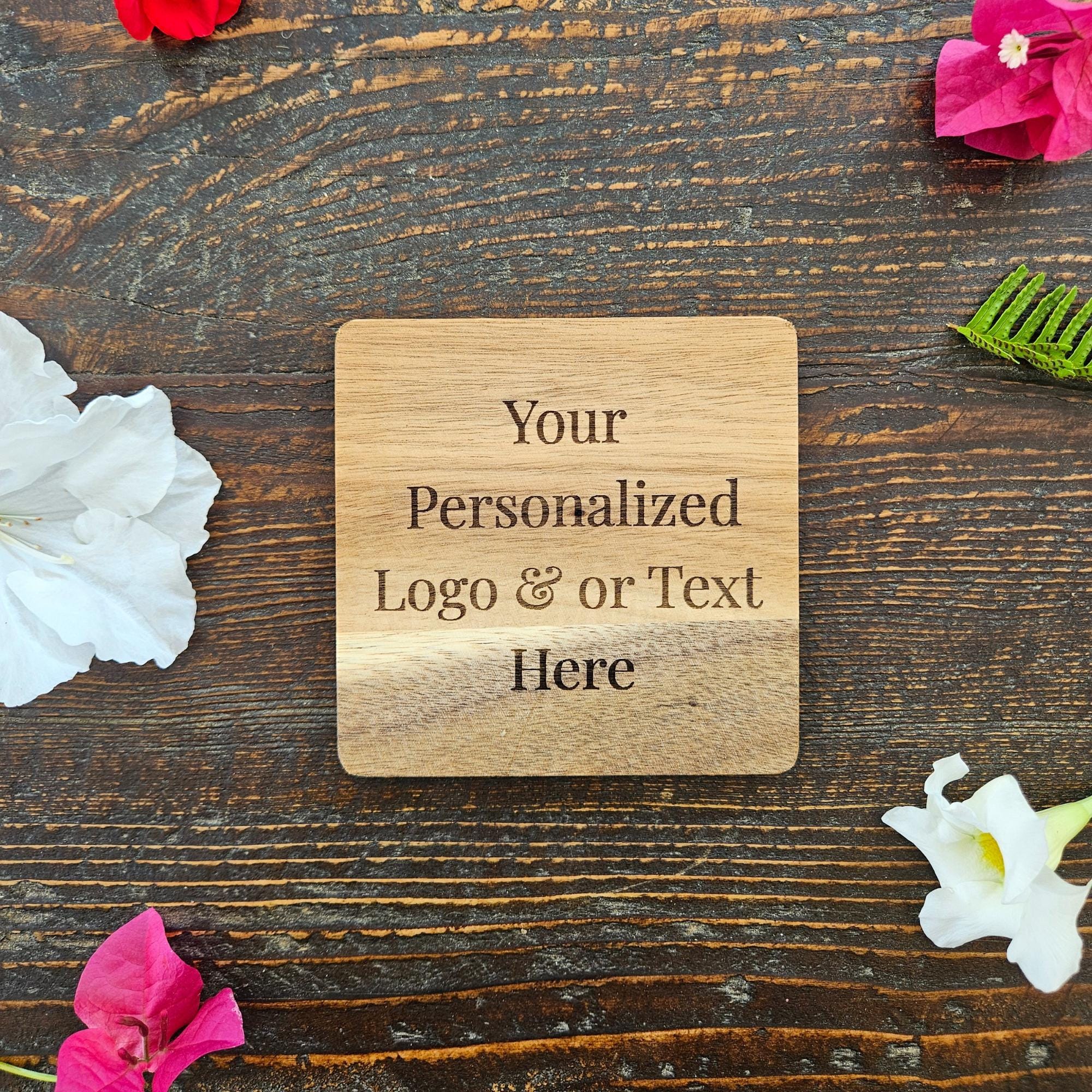 Custom Engraved Wood Bar Coasters Perfect Wedding Favor Gift