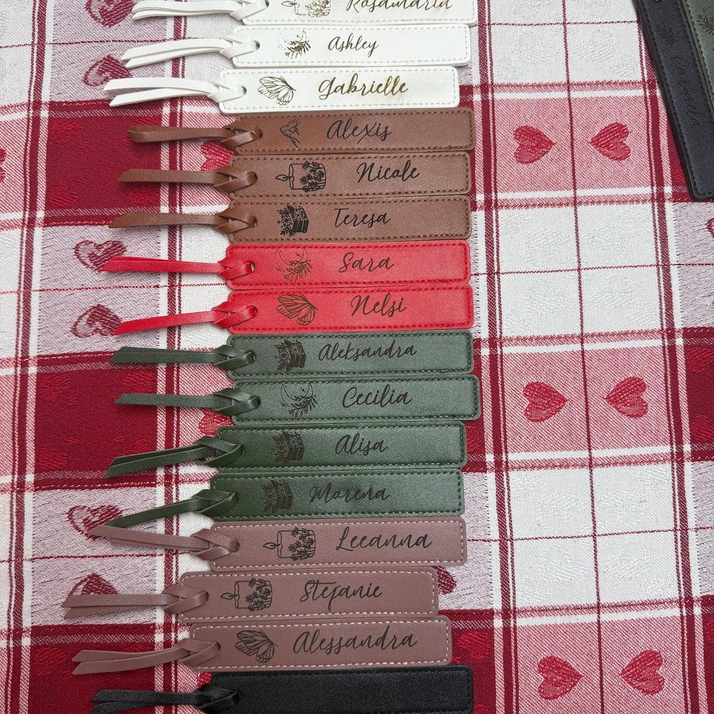Personalized Leather Bookmark, Laser Engraved Sports Design, Custom Name