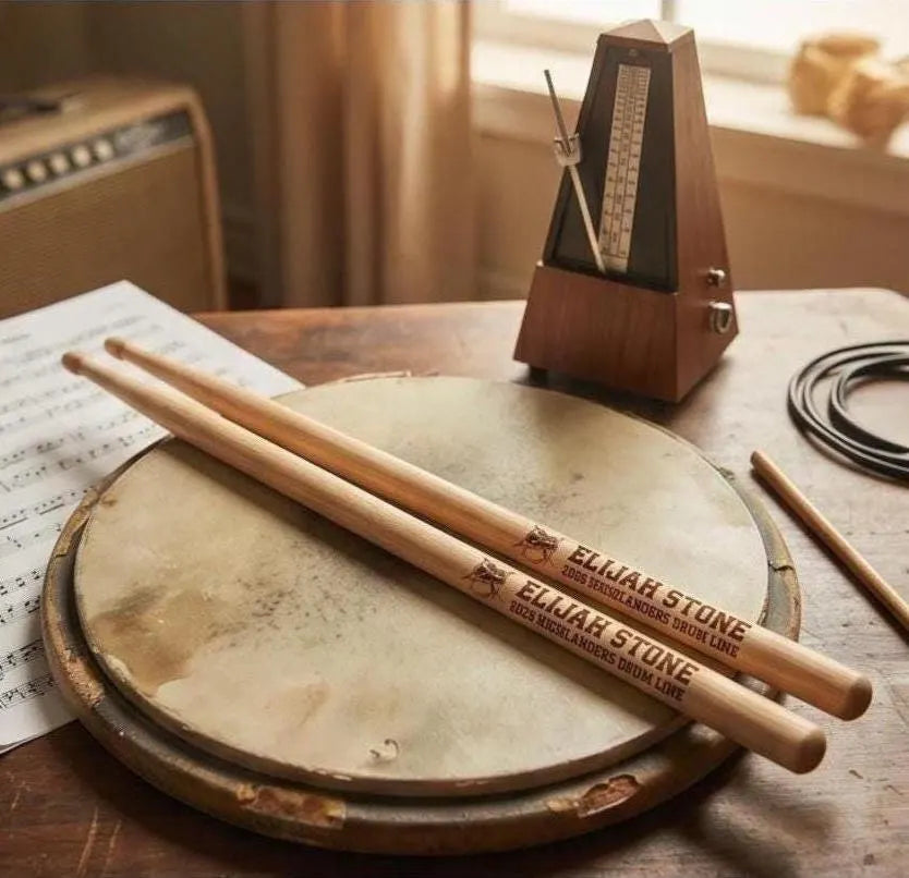 Personalized engraved wooden drumsticks – custom drummer gift for musicians, birthdays, Father’s Day, unique music lover present gift idea